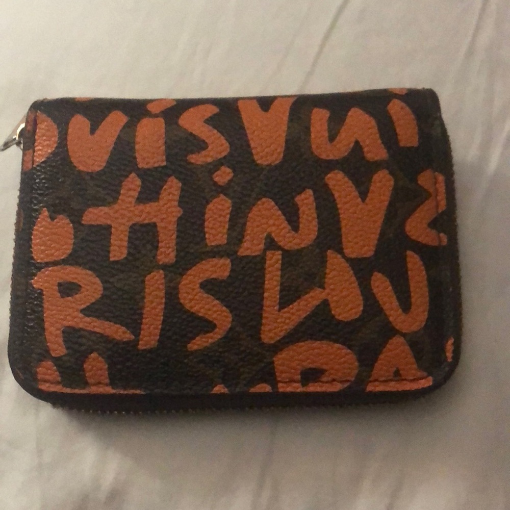 LV zip coin graffiti wallet